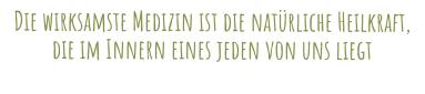 Die wirksamste Medizin ist die natrliche Heilkraft, die im Innern eines jeden von uns liegt